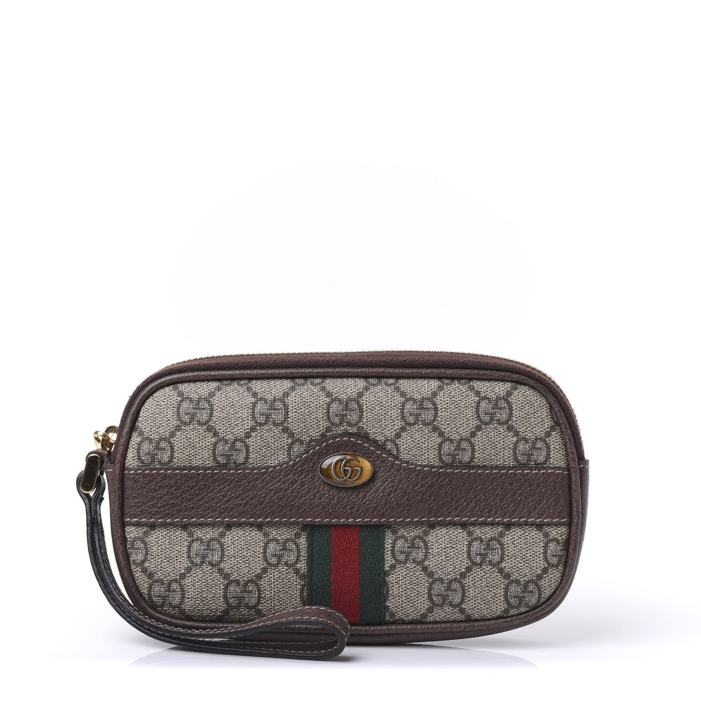 GG Supreme Monogram Ophidia Phone Case Wristlet Brown