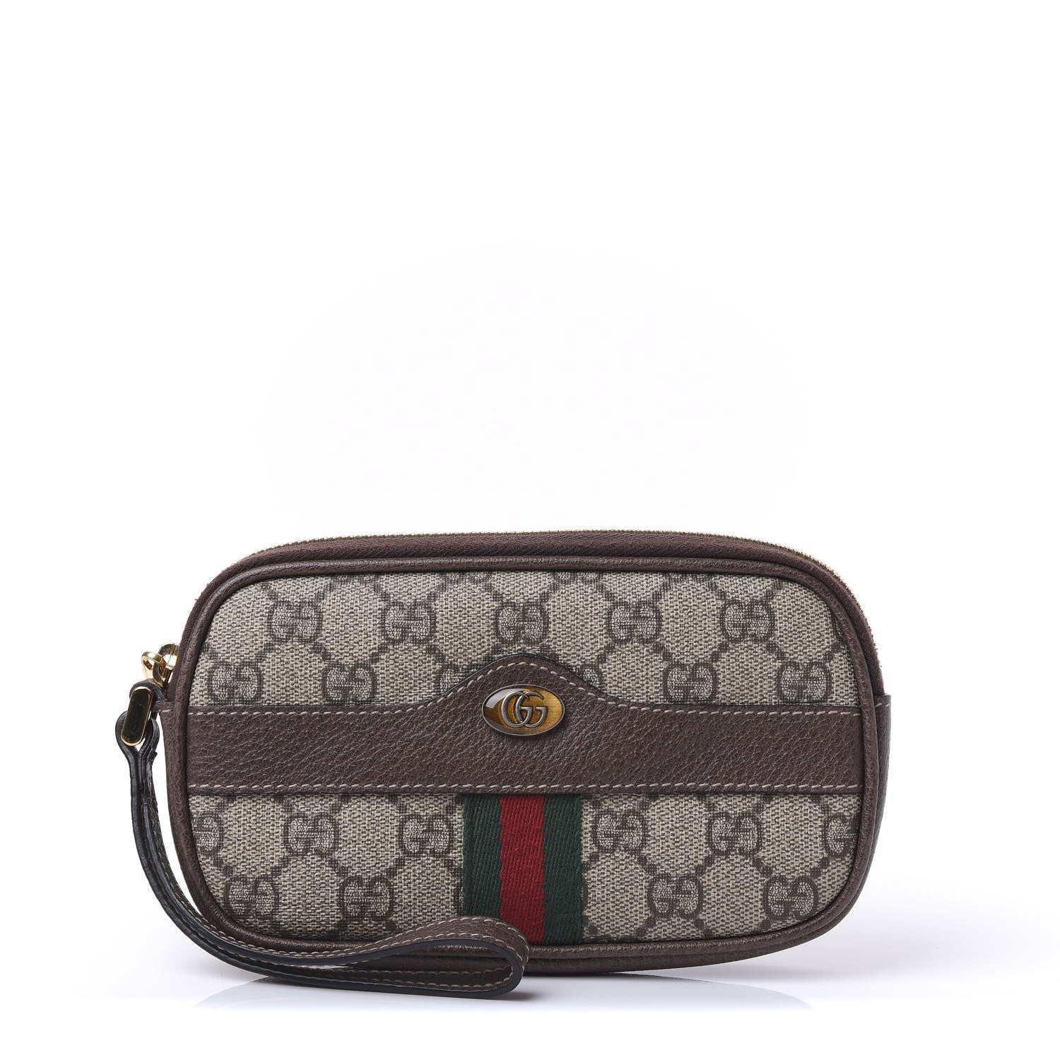 Gucci GG Supreme Monogram Ophidia Phone Case Wristlet Brown 1 of 9
