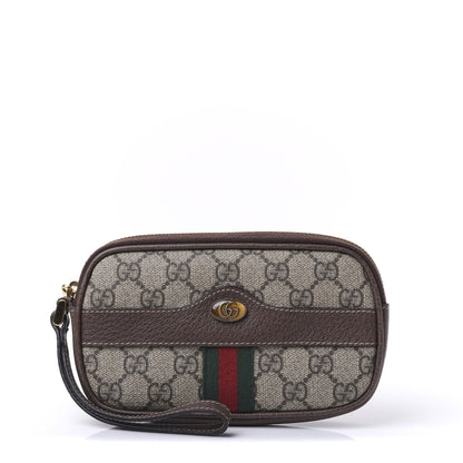 Gucci GG Supreme Monogram Ophidia Phone Case Wristlet Brown 1 of 9