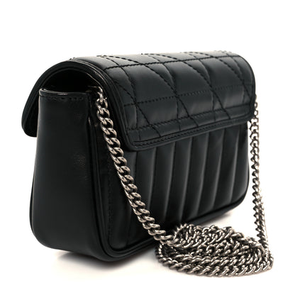 Gucci Calfskin Matelasse Aria Super Mini GG Marmont Shoulder Bag Black 3 of 10