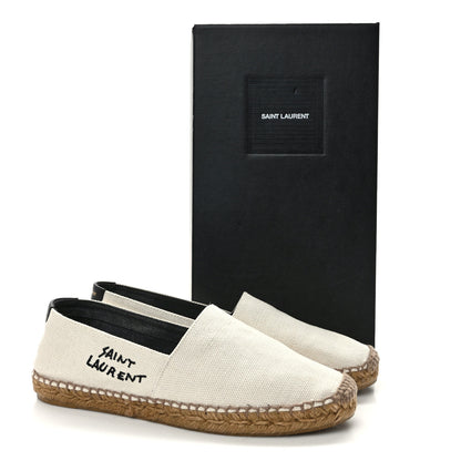 Saint Laurent Canvas Nappa Elba Light Logo Embroidered Espadrilles 38.5 Ecru 9 of 9