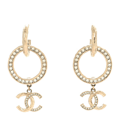 Chanel Crystal Round CC Drop Earrings Gold 1 of 4