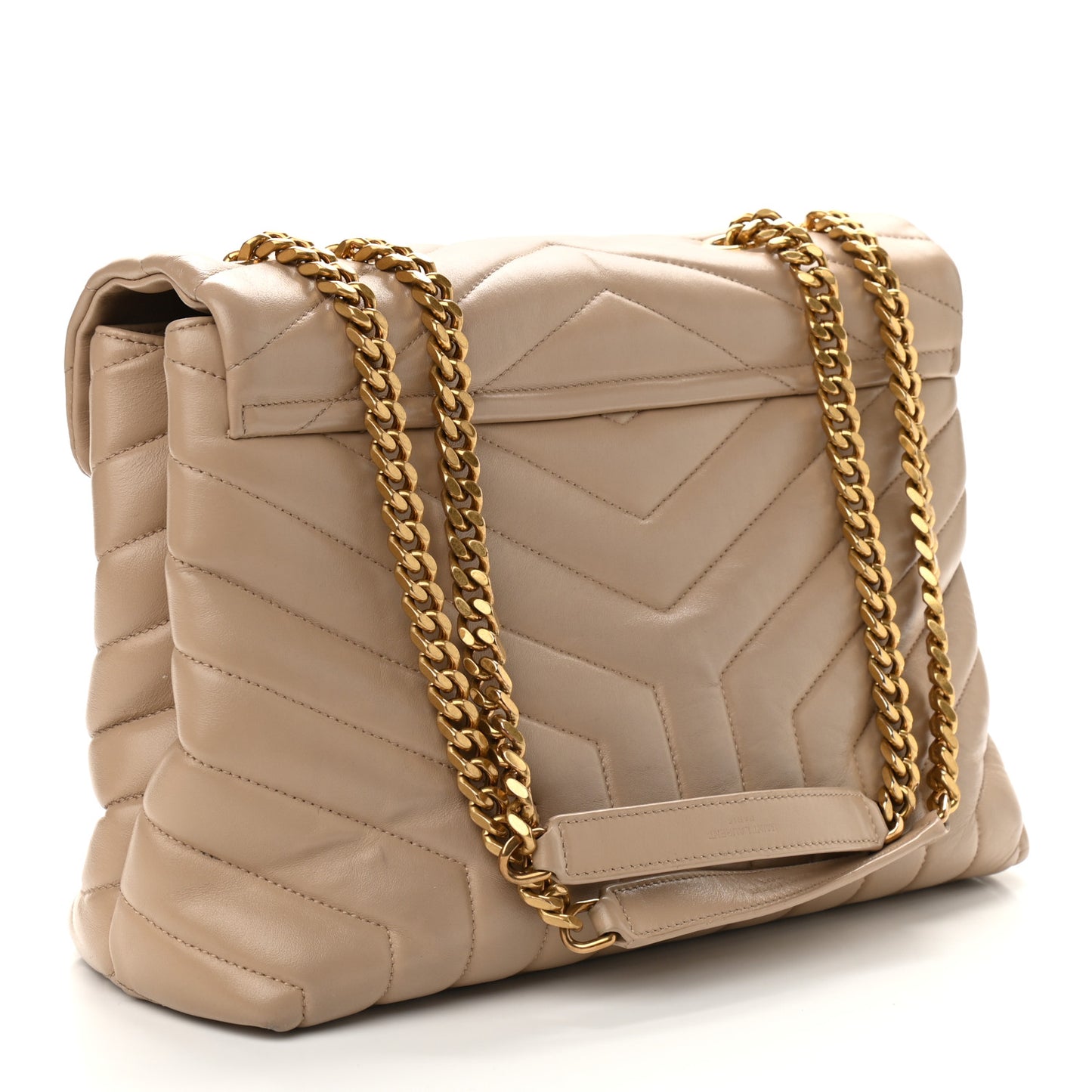 Calfskin Y Quilted Monogram Medium Loulou Chain Satchel Dark Beige