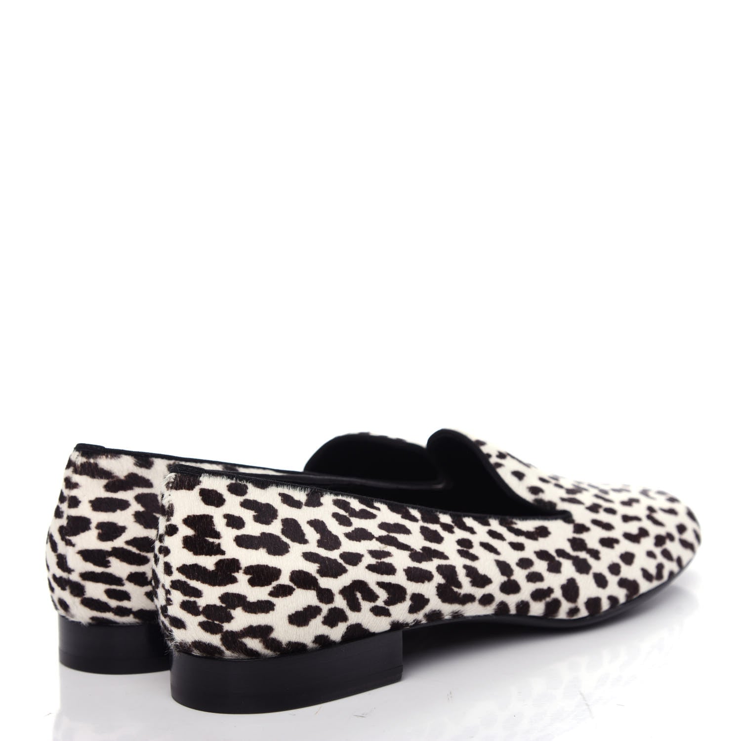 Saint Laurent Calfskin Calf Hair Corda Snow Leopard Slipper 38 Black White 4 of 11
