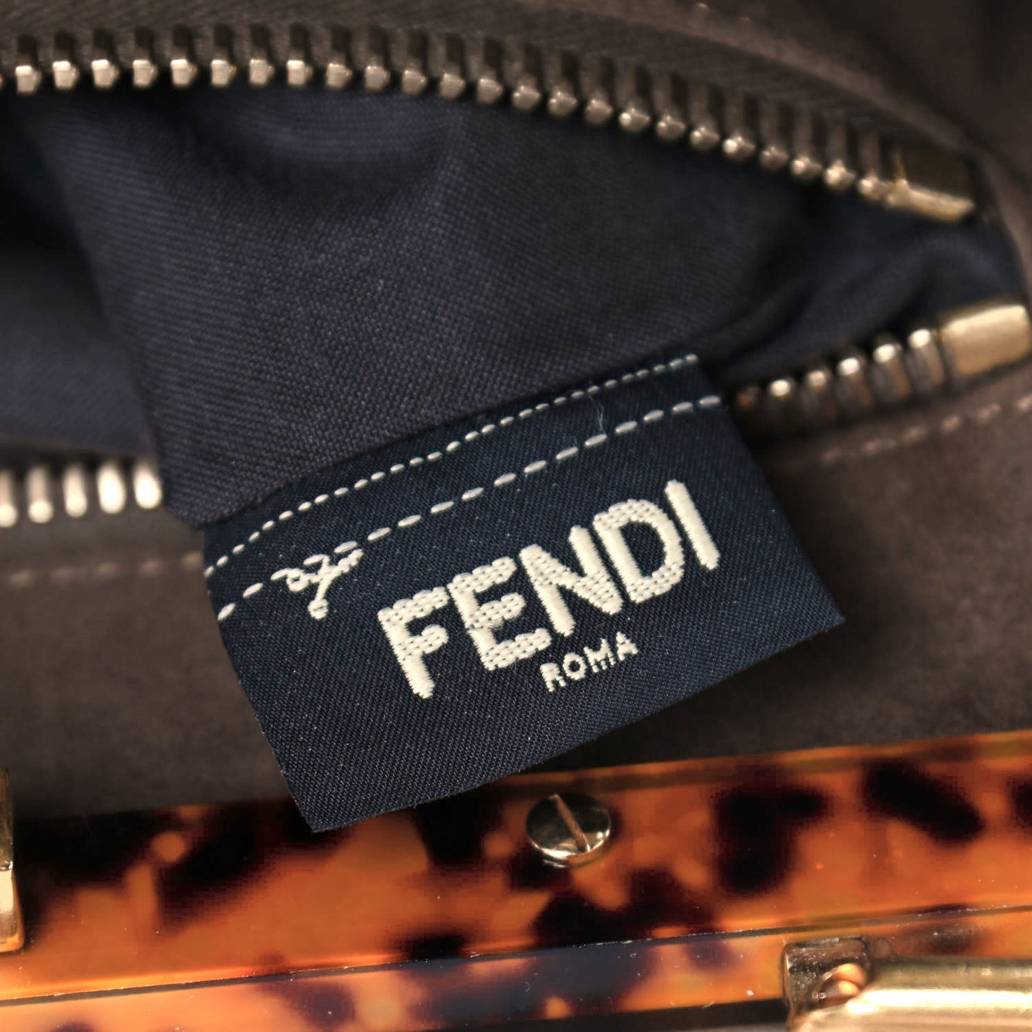 Fendi Vitello Seta Plexiglass Tortoise Medium Peekaboo Iconic Satchel Tortora 7 of 15