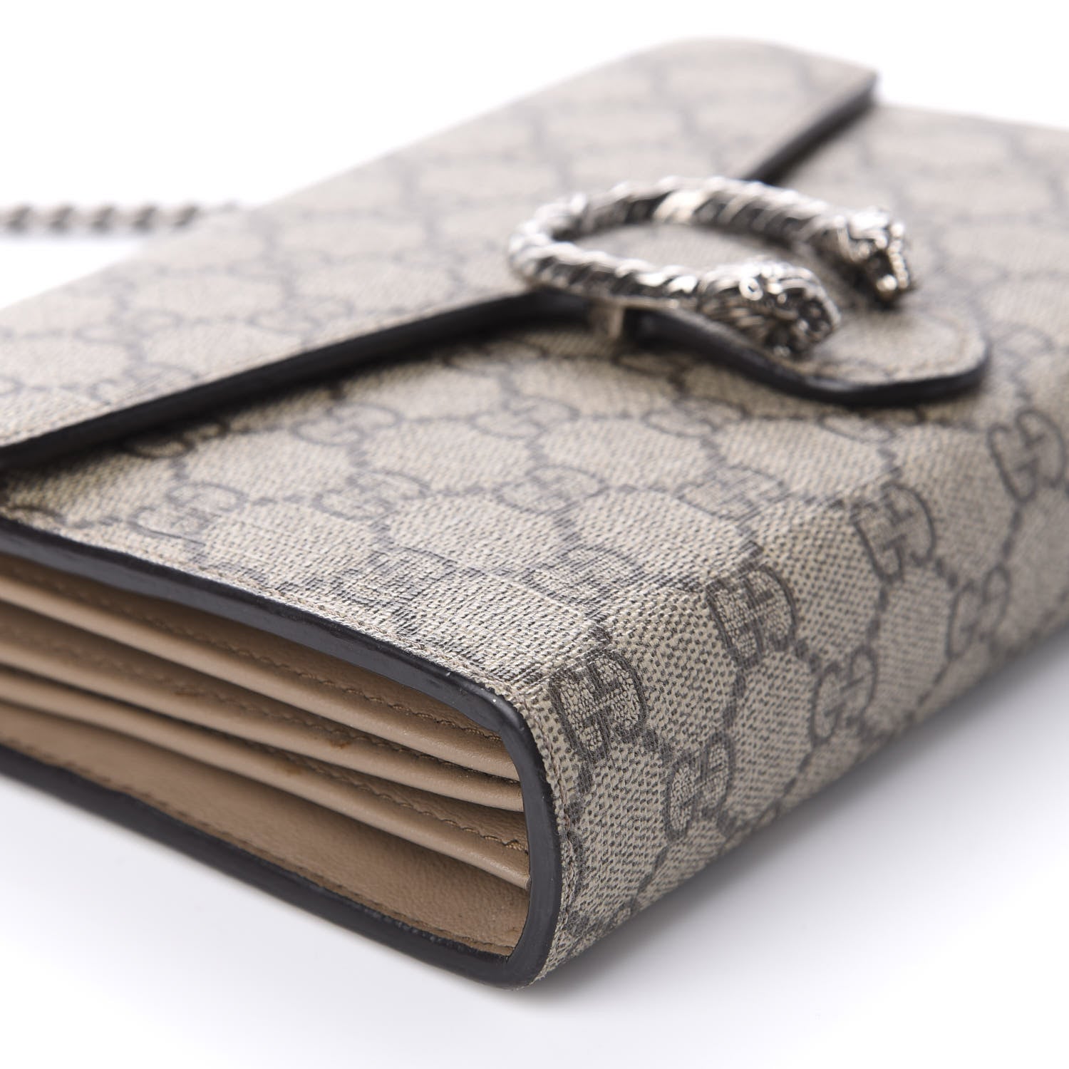 Gucci GG Supreme Monogram Mini Dionysus Chain Wallet Beige Taupe 8 of 10
