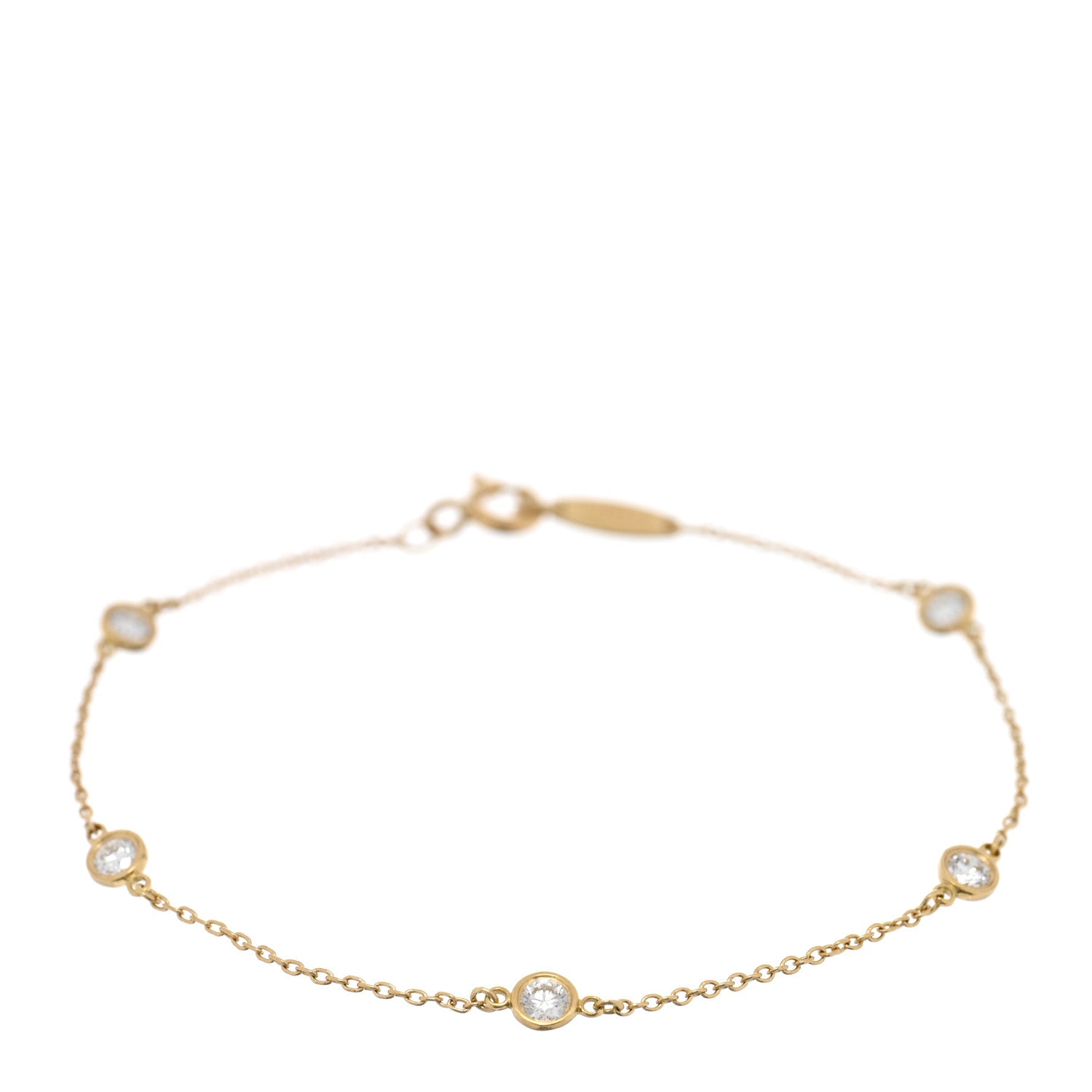 Tiffany 18K Yellow Gold Diamond .40ctw Elsa Peretti Diamonds by the Yard Station Bracelet 1 of 3