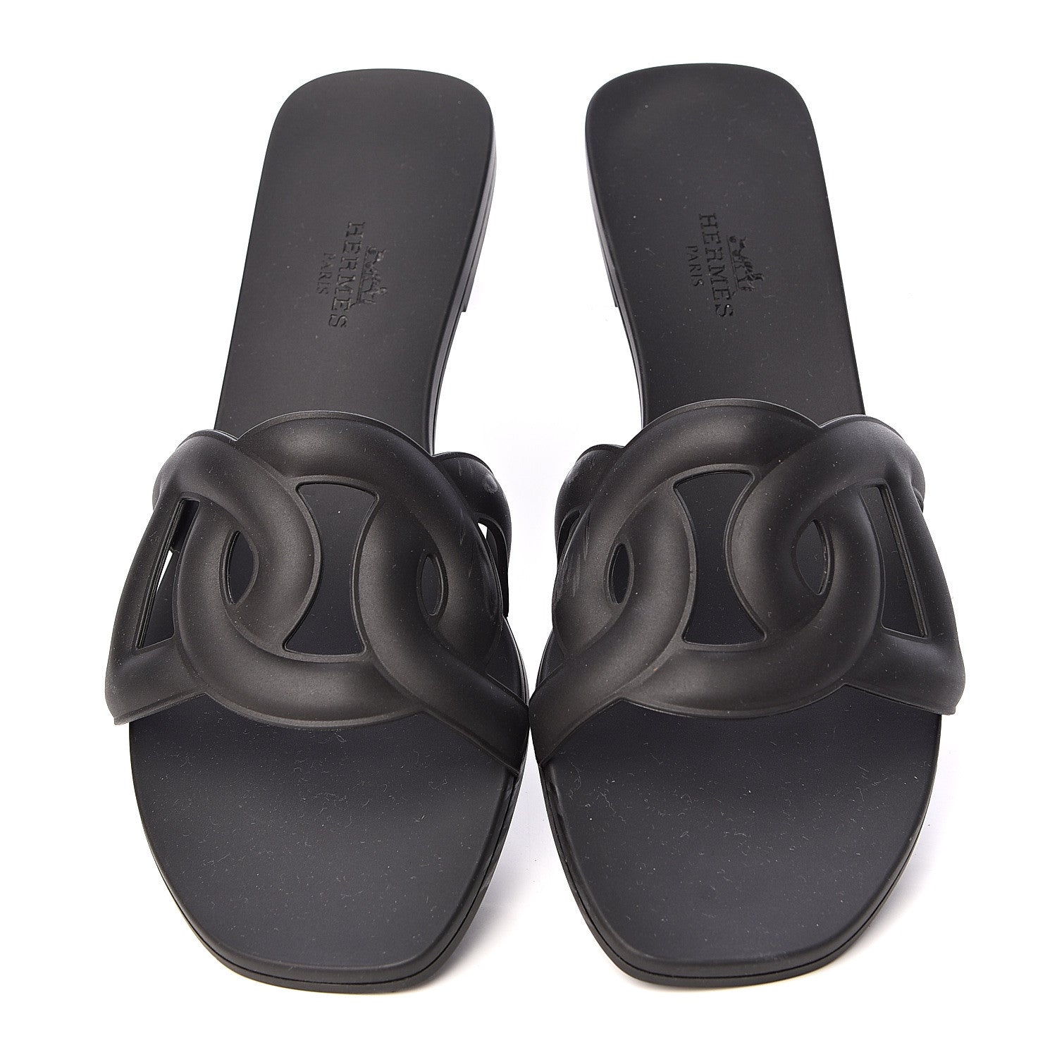 Hermes Rubber Aloha Sandals 38 Black 5 of 14