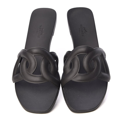 Hermes Rubber Aloha Sandals 38 Black 5 of 14