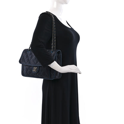 Chanel Caviar Quilted Medium French Riviera Flap Dark Navy Blue 2 of 10