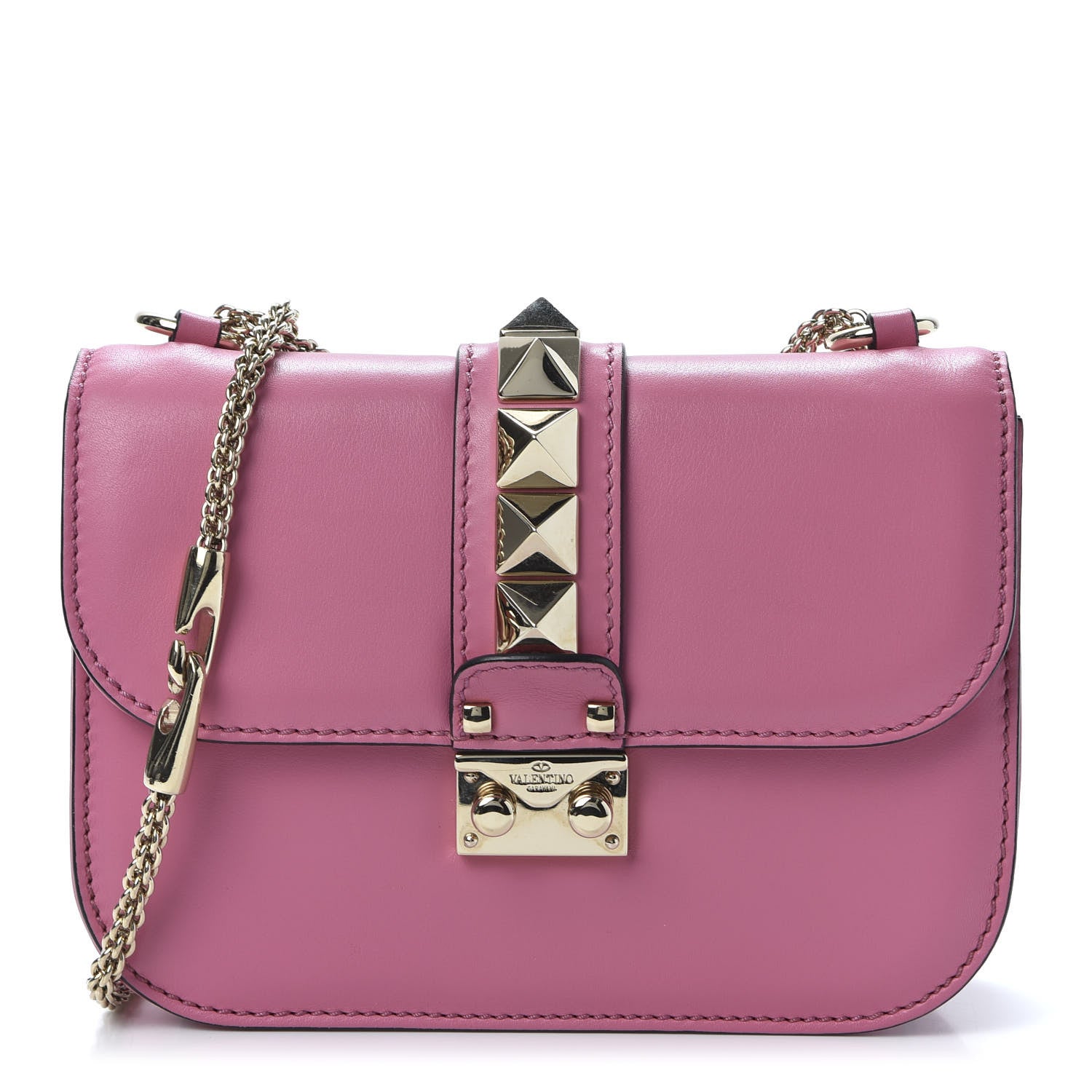 Valentino Garavani Vitello Small Glam Lock Rockstud Flap Rose Violet 1 of 8