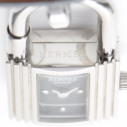 Hermes Stainless Steel Barenia 20mm Kelly Cadena Double Tour Quartz Watch Noir 6 of 9