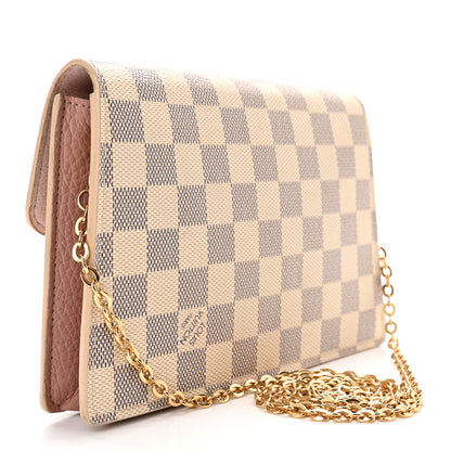 Louis Vuitton Damier Azur Croisette Chain Wallet Rose Ballerine 3 of 11