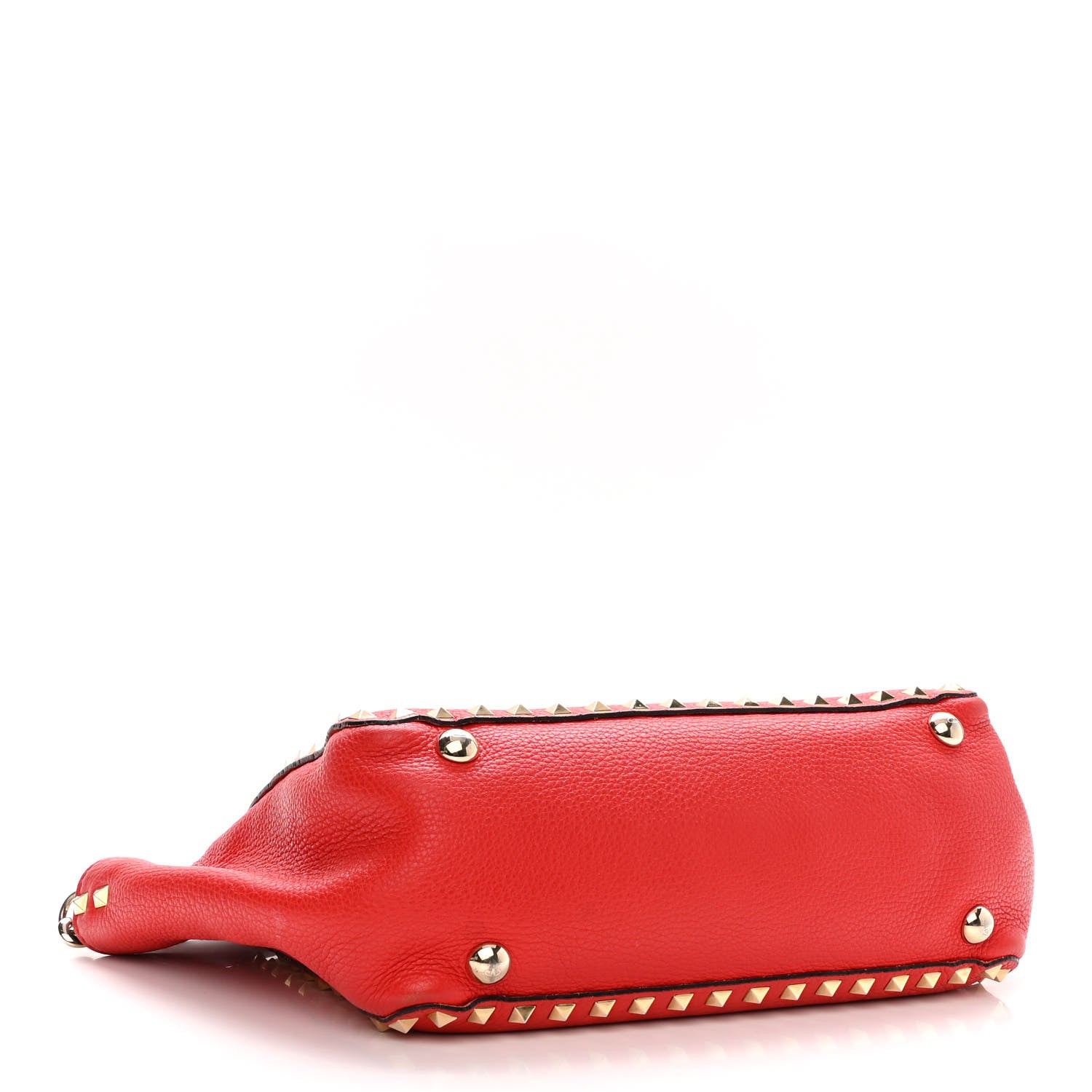 Valentino Garavani Pebbled Calfskin Small Rockstud Tote Deep Orange 3 of 8
