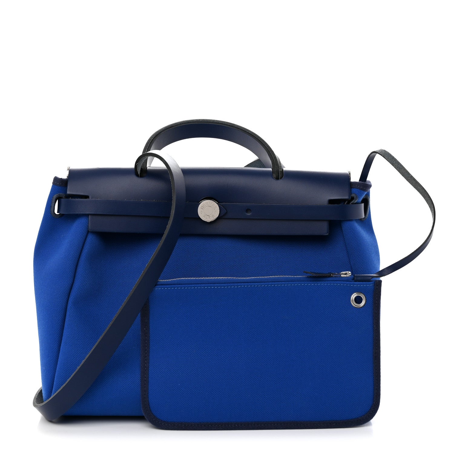 Hermes Toile Militaire Vache Hunter Herbag Zip Retourne 31 PM Bleu Electrique Bleu Saphir 1 of 13