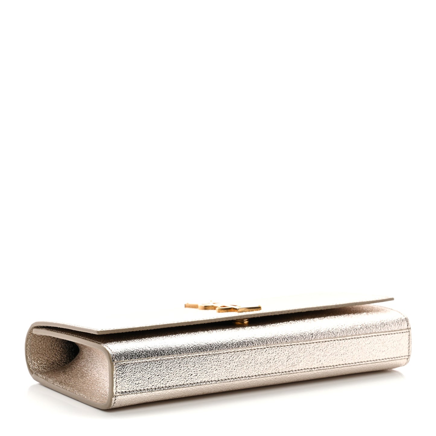 Textured Metallic Calfskin Classic Monogram Cassandre Clutch Pale Gold