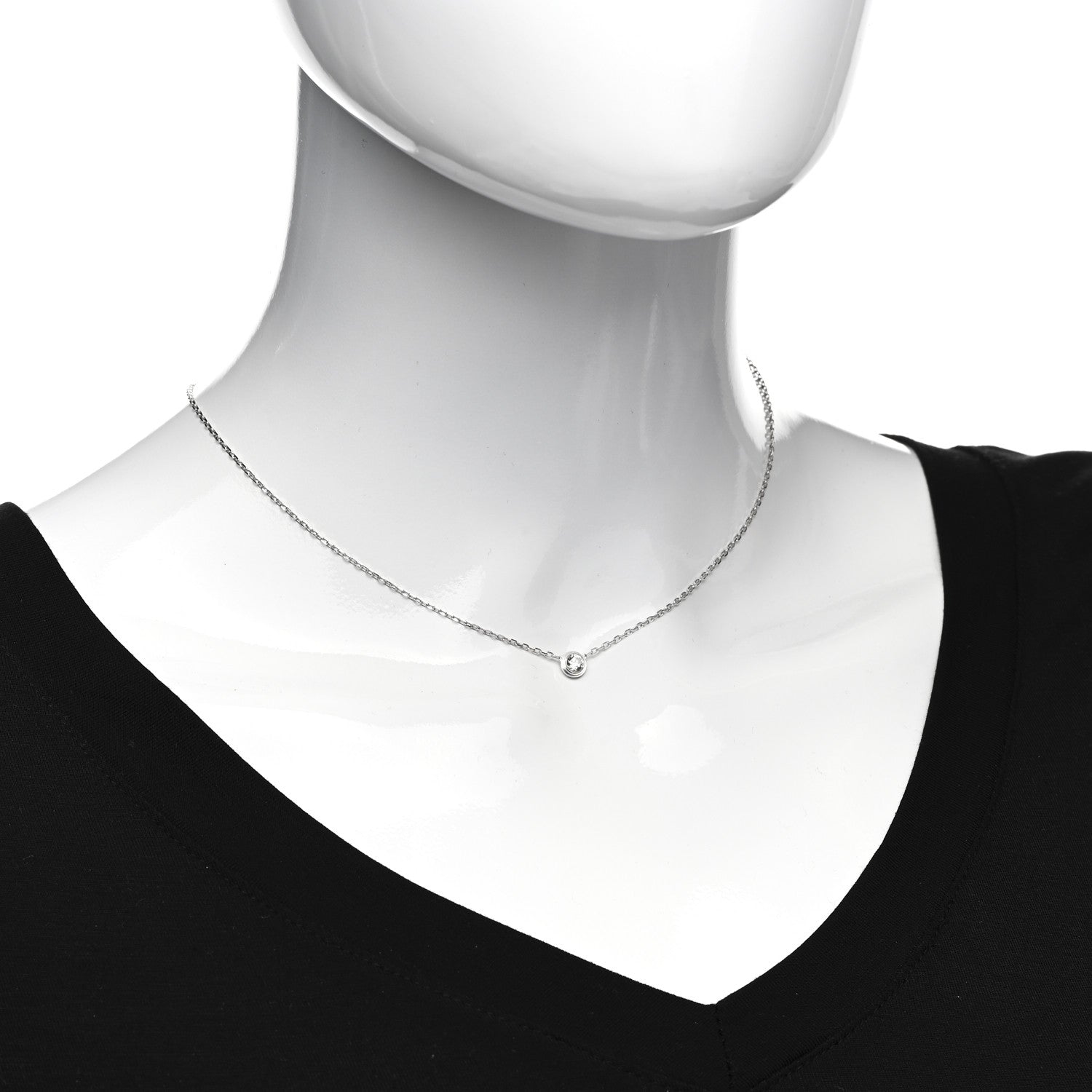 Cartier 18K White Gold Diamond LM D'Amour Pendant Necklace 2 of 4