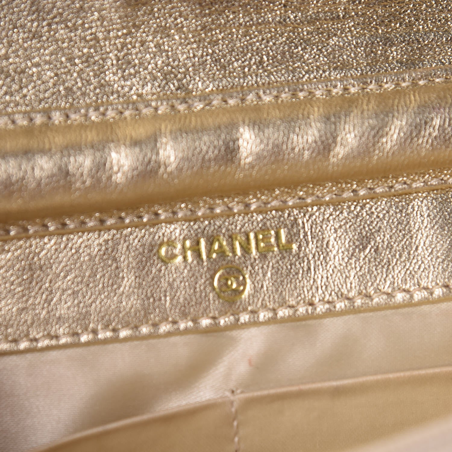 Chanel Nylon Travel Wallet On Chain WOC Metallic Gold 5 of 15