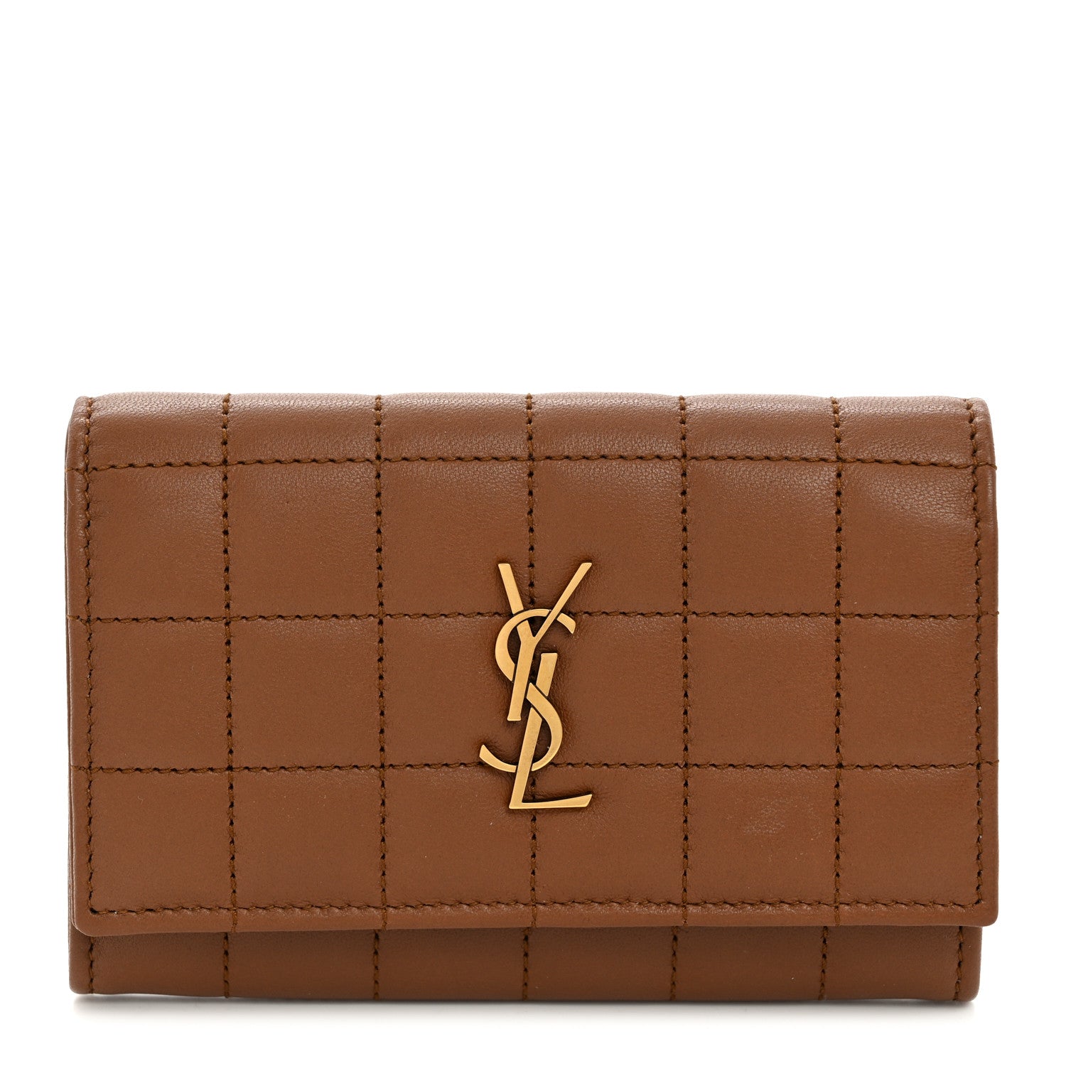 Saint Laurent Goatskin Carre Quilted Cassandre Small Envelope Wallet Fox 1 of 7