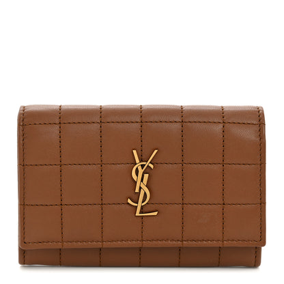 Saint Laurent Goatskin Carre Quilted Cassandre Small Envelope Wallet Fox 1 of 7