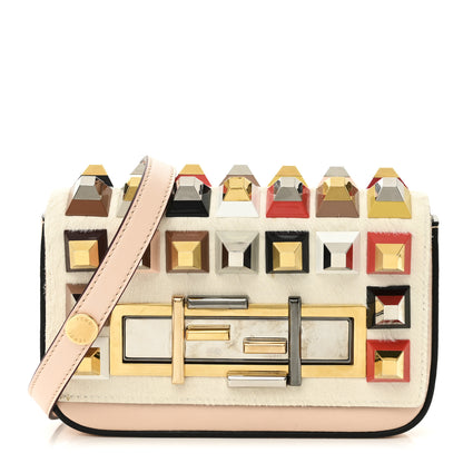 Fendi Vitello Dolce Calf Hair Studded Mini 3Baguette Shoulder Bag Light Pink 1 of 11