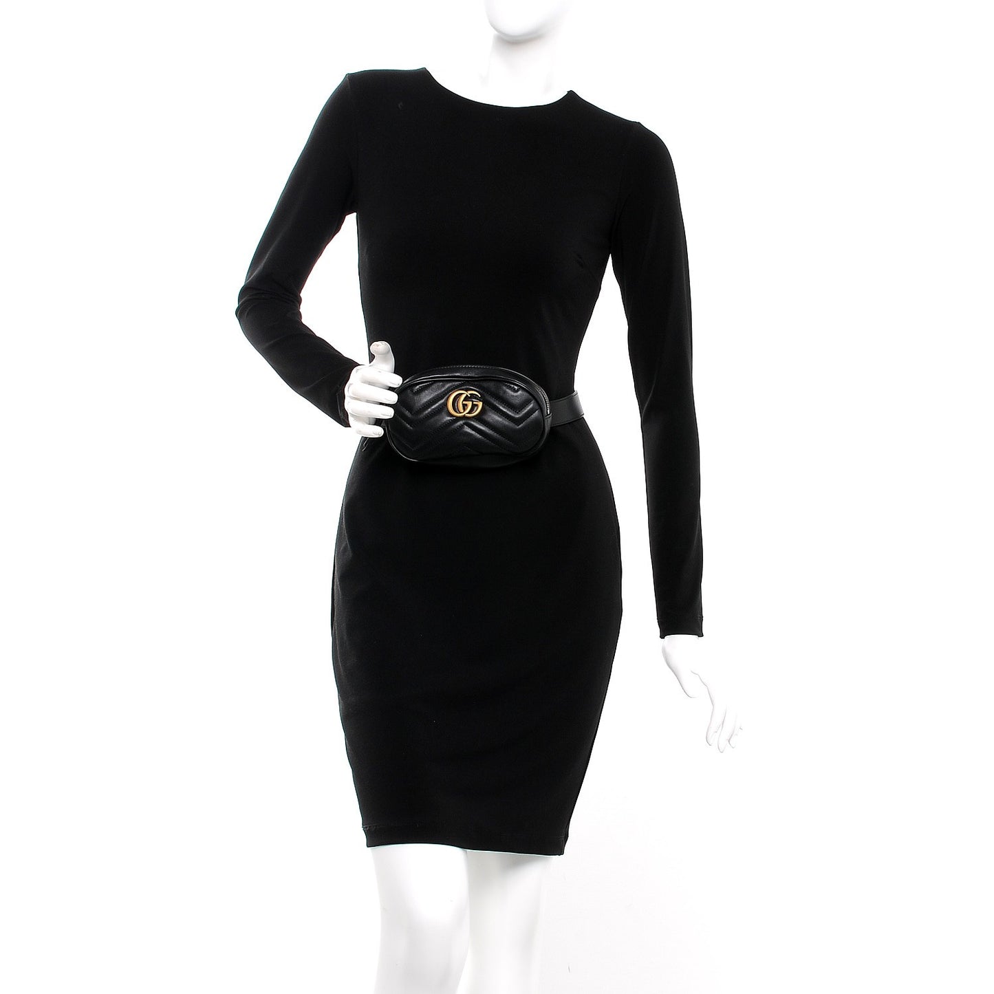 Calfskin Matelasse GG Marmont Belt Bag 75 30 Black