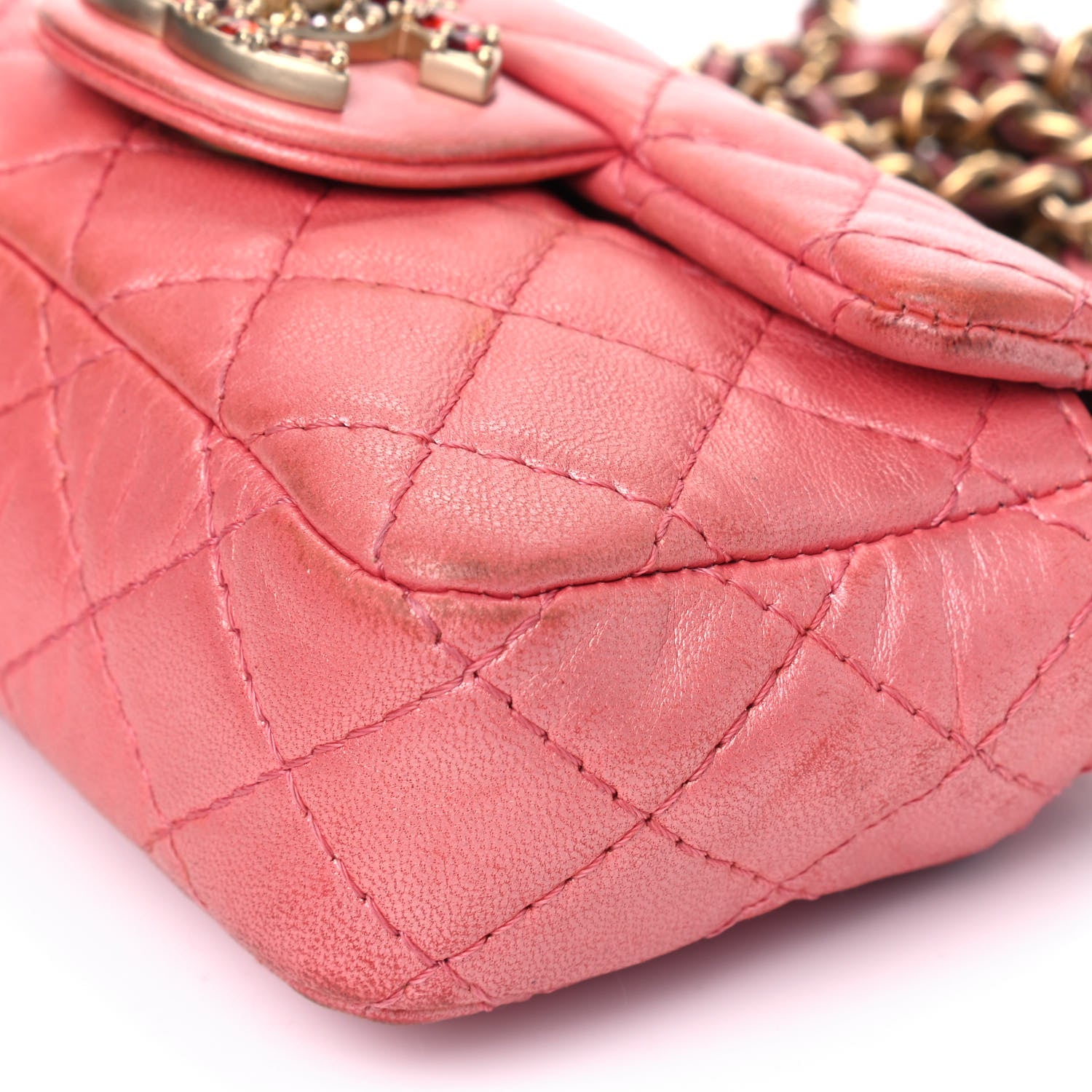 Chanel Iridescent Lambskin Quilted Precious Jewel Extra Mini Flap Pink 6 of 14