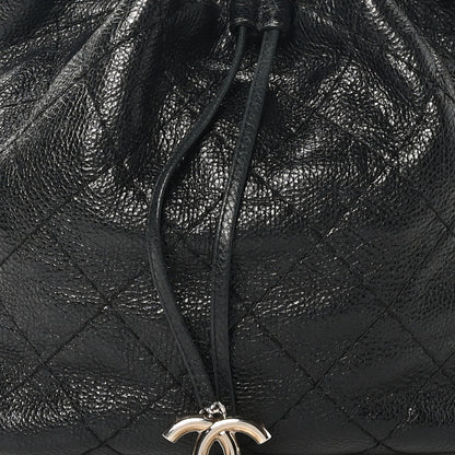 Chanel Glazed Calfskin On The Road Drawstring Tote Black 8 of 10
