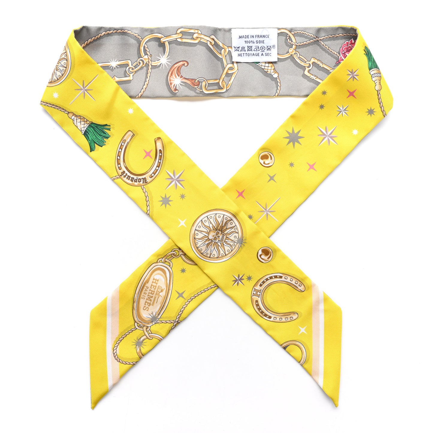 Silk C'est la Fete Twilly Jaune Vif Vert Gris