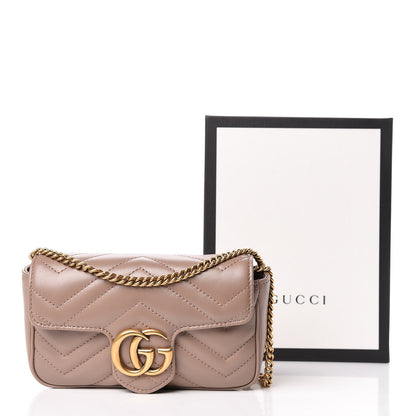 Gucci Calfskin Matelasse Super Mini GG Marmont Shoulder Bag Porcelain Rose 13 of 13