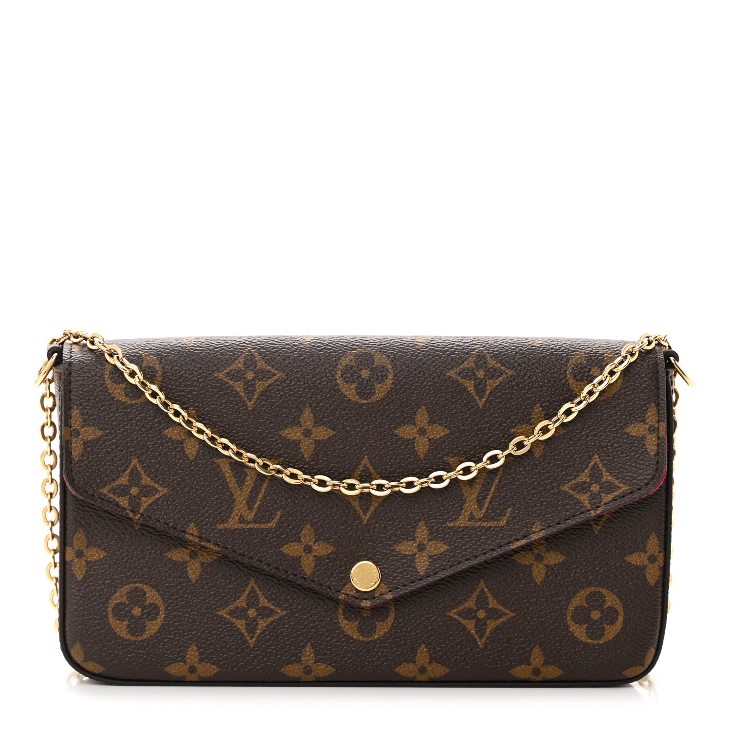 Louis Vuitton Monogram Pochette Felicie Chain Wallet Fuchsia 1 of 14