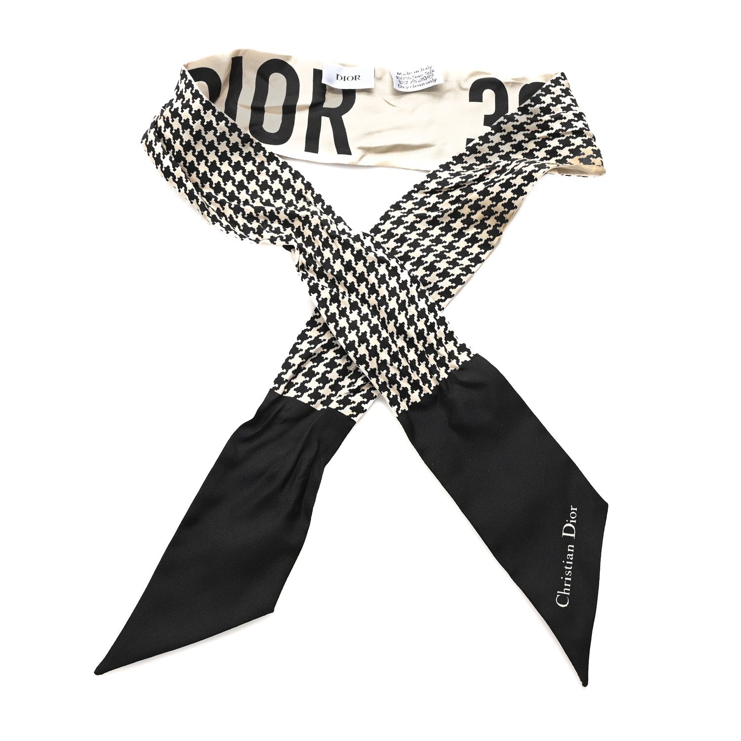 Christian Dior Silk 30 Montaigne Mitzah Scarf Black White 1 of 3