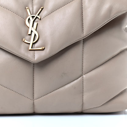 Saint Laurent Lambskin Quilted Medium Loulou Puffer Monogram Chain Satchel Dark Beige 5 of 5