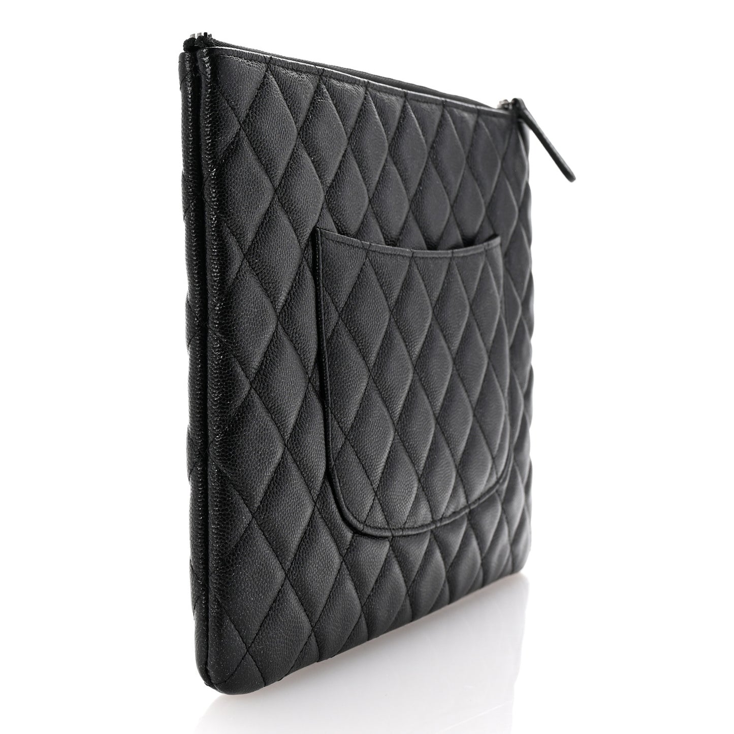 Iridescent Caviar Quilted Medium Cosmetic Case Black