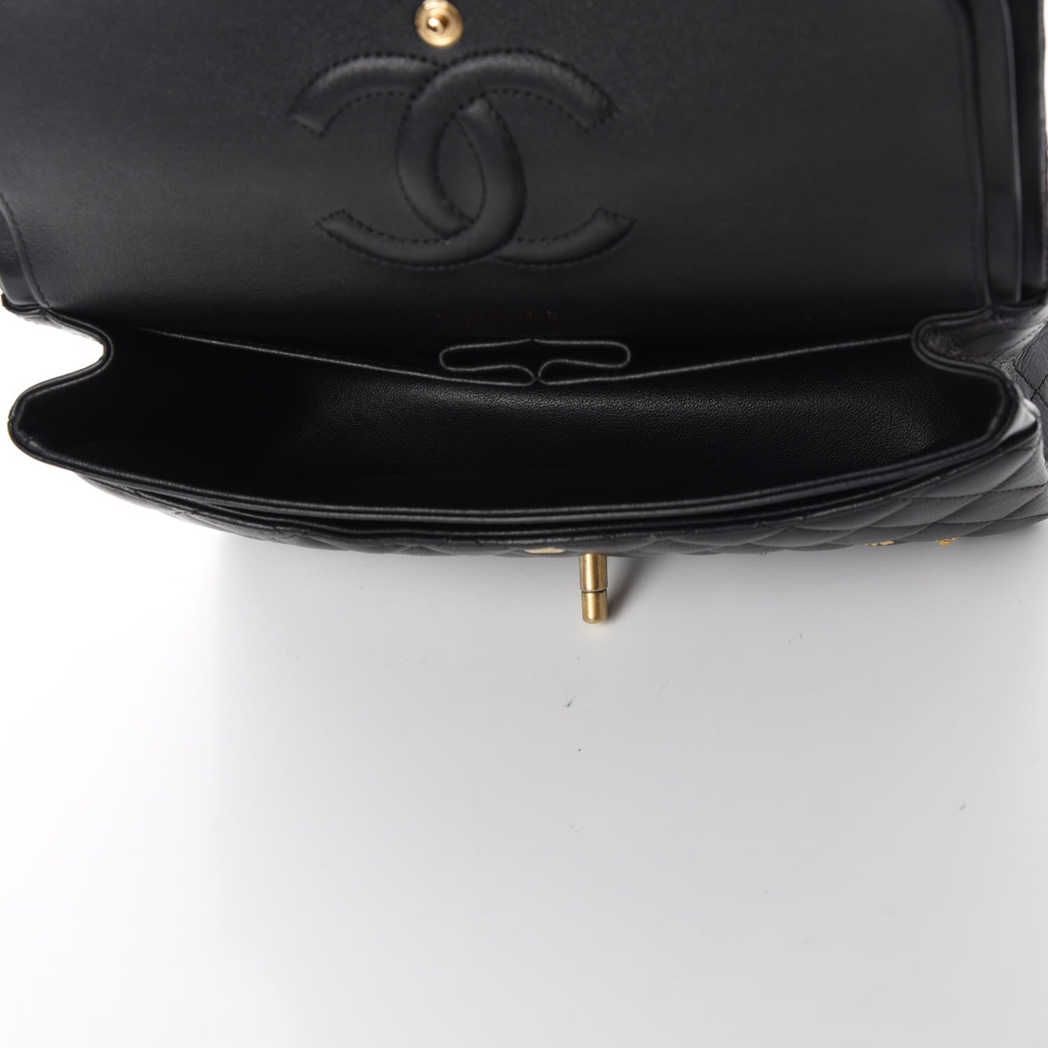 Chanel Lambskin Quilted Studded Medium Double Flap Black 7 of 11
