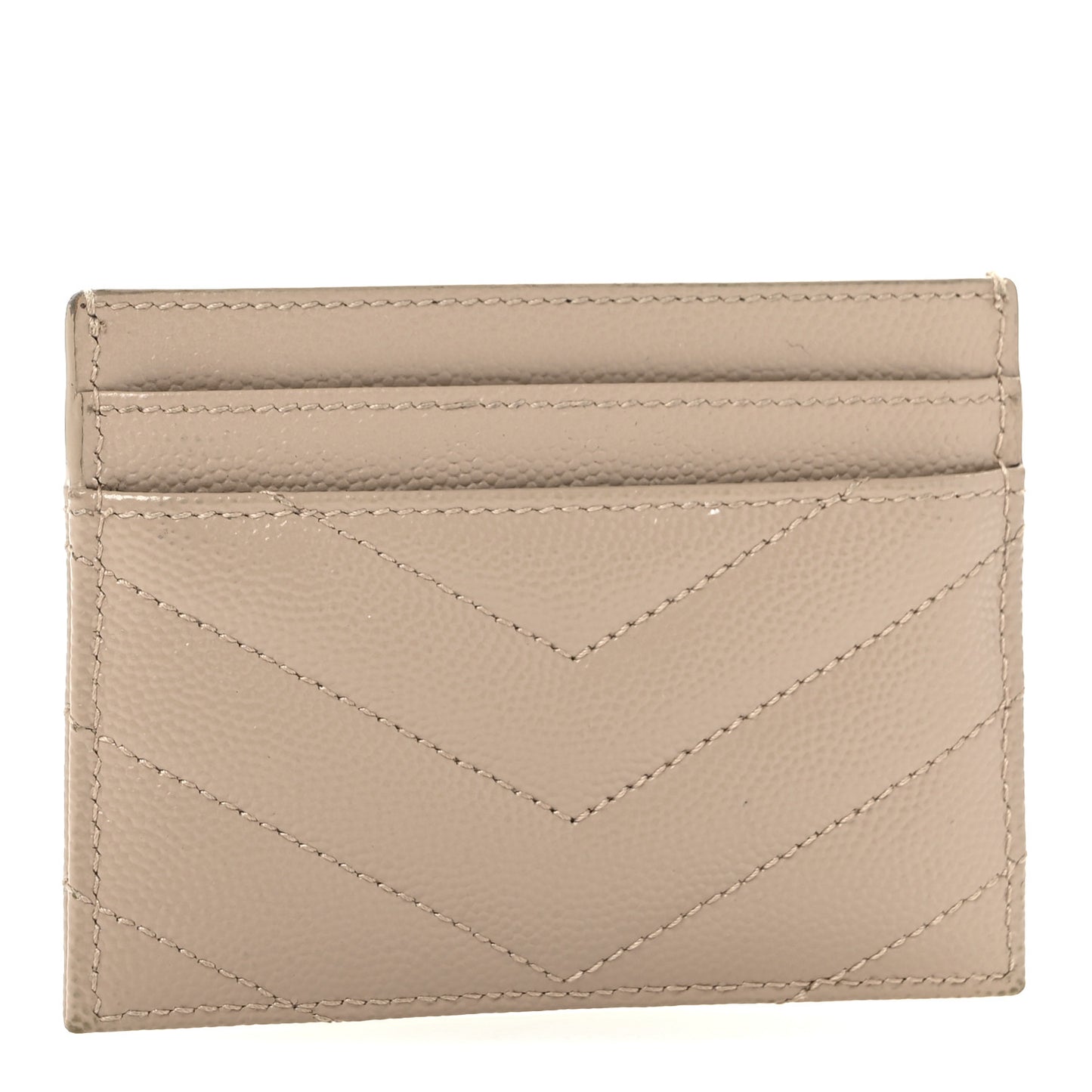 Grain De Poudre Matelasse Chevron Monogram Credit Card Case Dark Beige