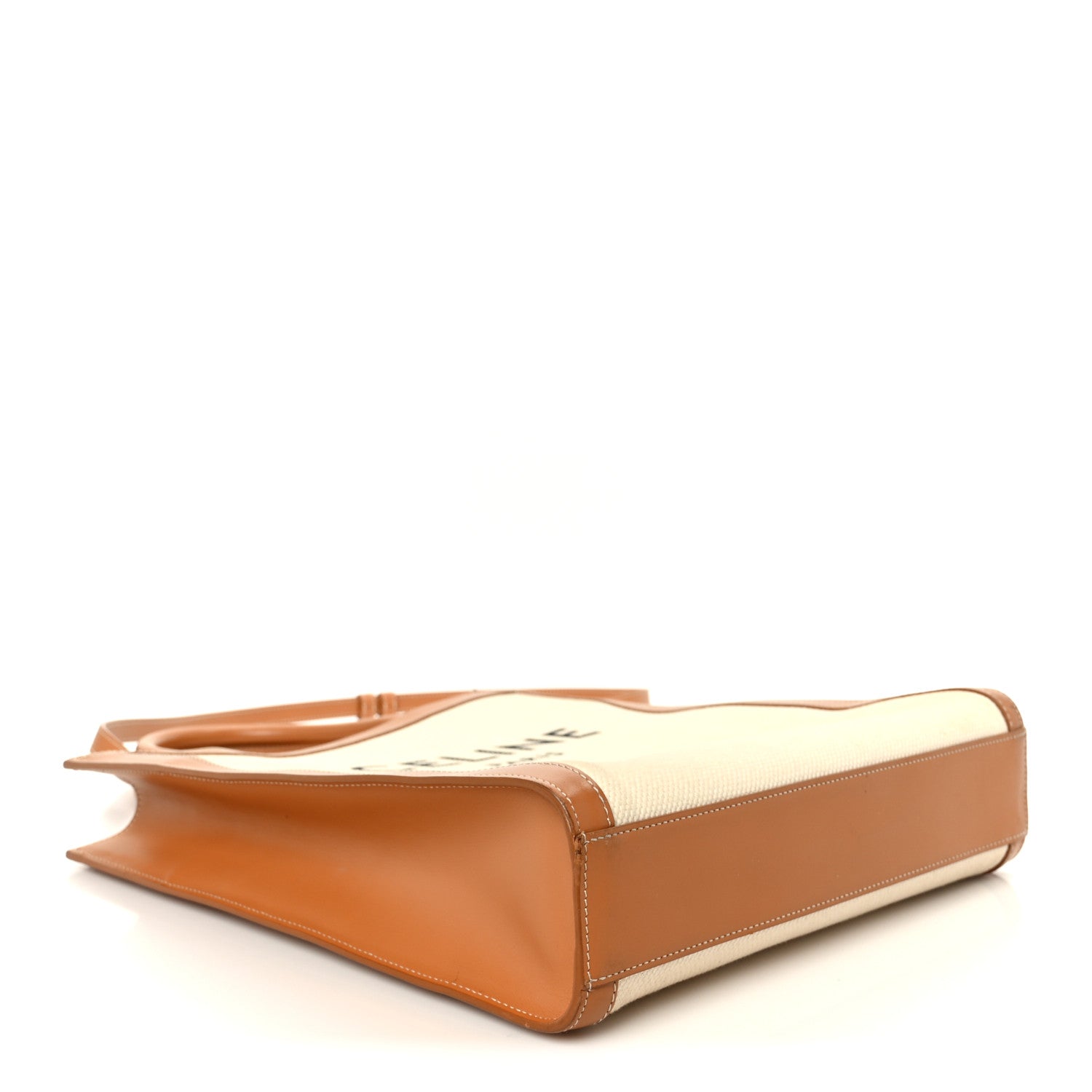 Celine Canvas Calfskin Logo Print Small Vertical Cabas Natural Tan 4 of 10