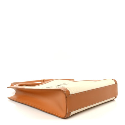 Celine Canvas Calfskin Logo Print Small Vertical Cabas Natural Tan 4 of 10