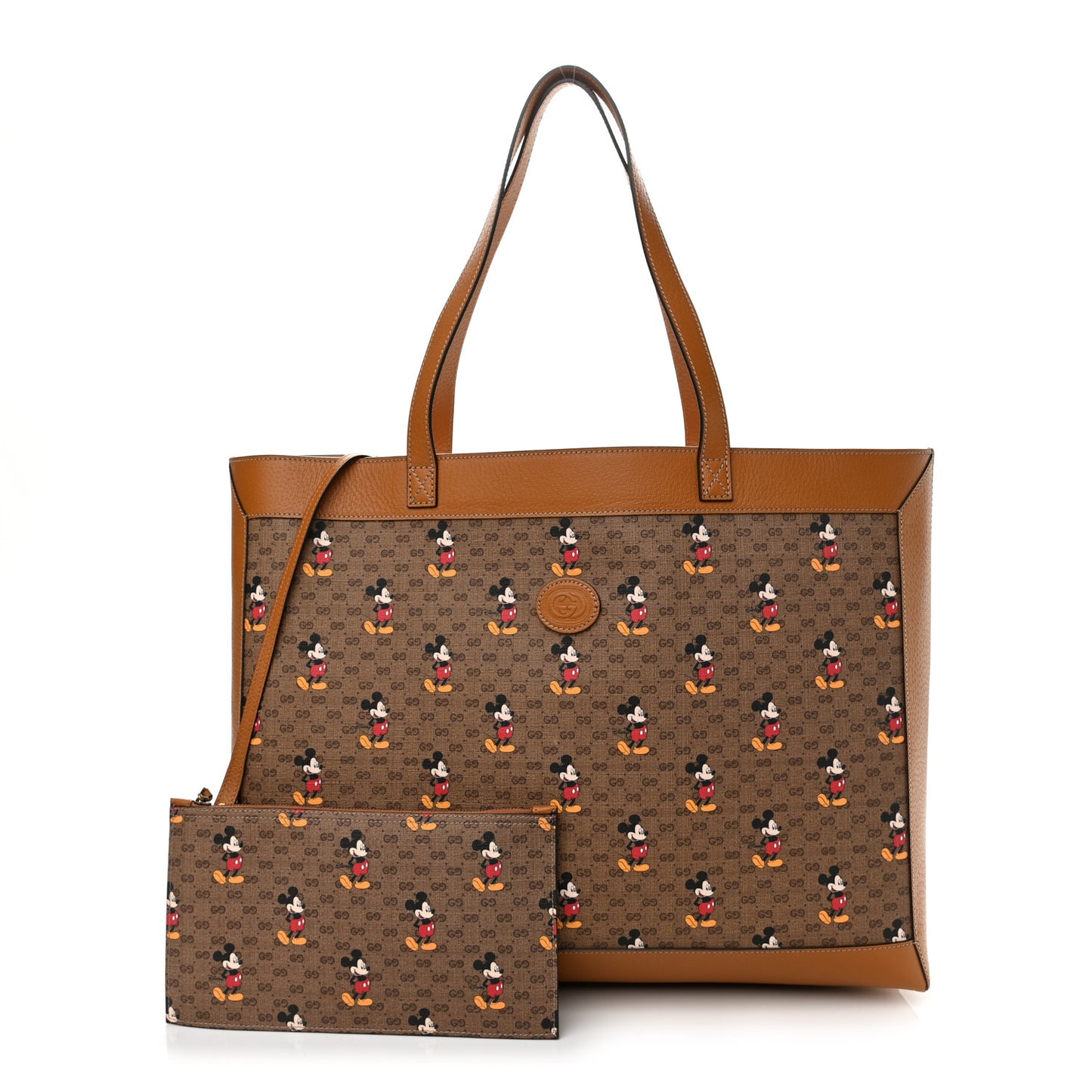 X DISNEY Mini Vintage GG Supreme Monogram Mickey Mouse Large Shopping Tote Beige Vintage Sun Oil