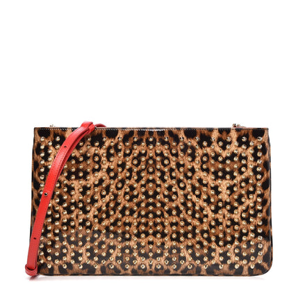 Christian Louboutin Patent Leopard Print Loubiposh Spiked Crossbody Clutch 1 of 7