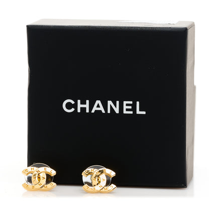 Chanel Metal CC Paris Button Stud Earrings Gold 5 of 5