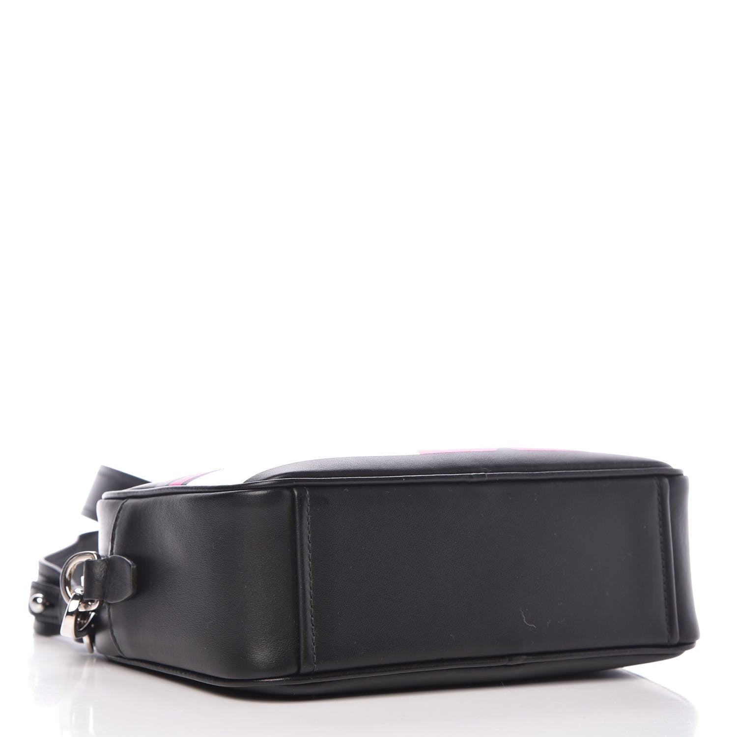 Prada City Calfskin Racing Logo Camera Bag Black Fuxia 4 of 7