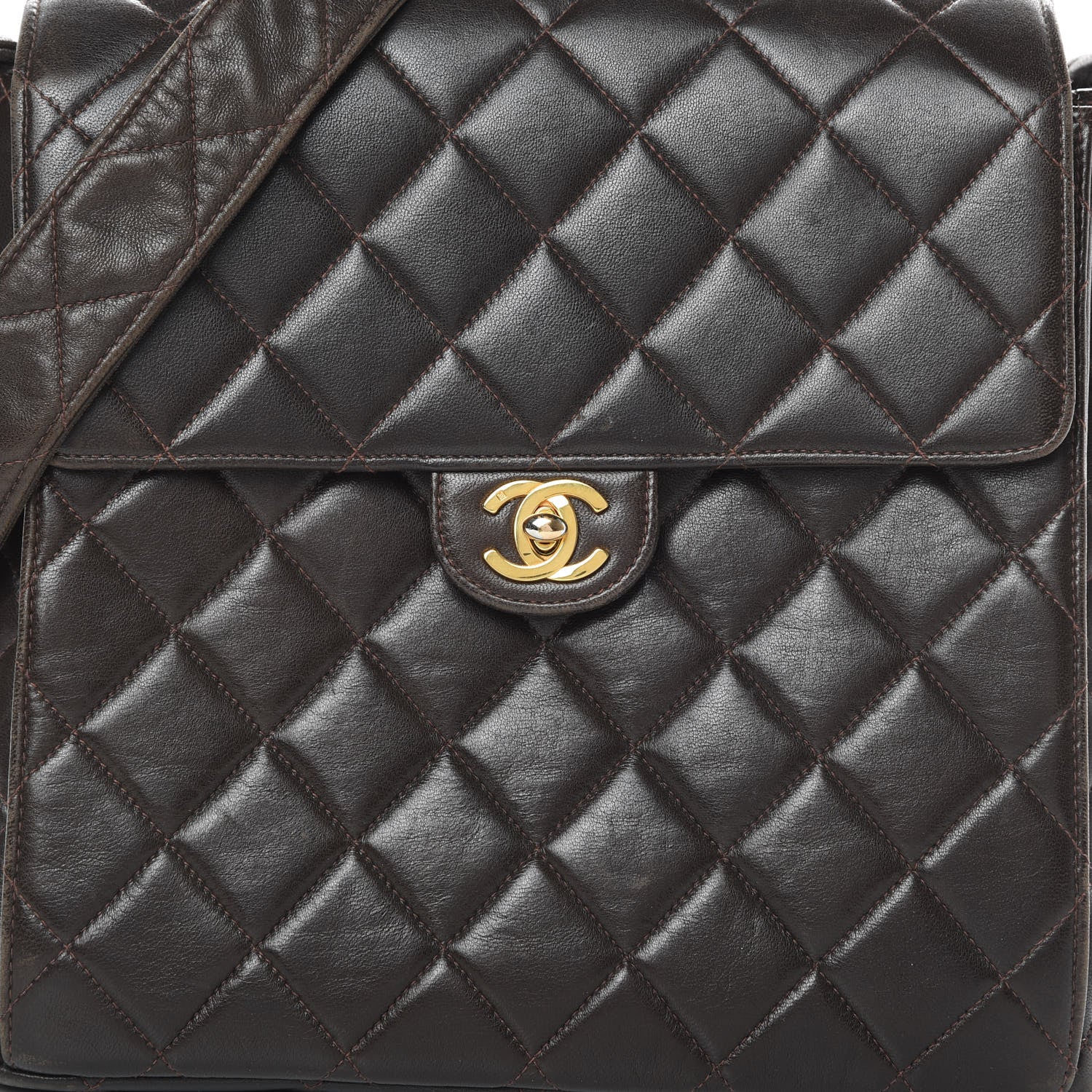 Chanel Lambskin Quilted Flap Shoulder Bag Dark Brown 9 of 17