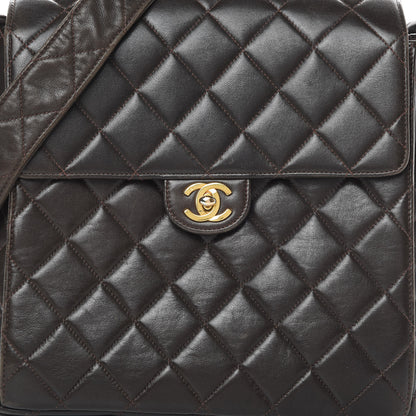 Chanel Lambskin Quilted Flap Shoulder Bag Dark Brown 9 of 17