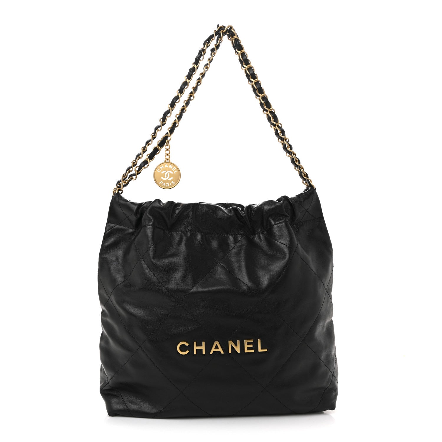 Chanel Shiny Calfskin Quilted Small Chanel 22 Black 1 of 11