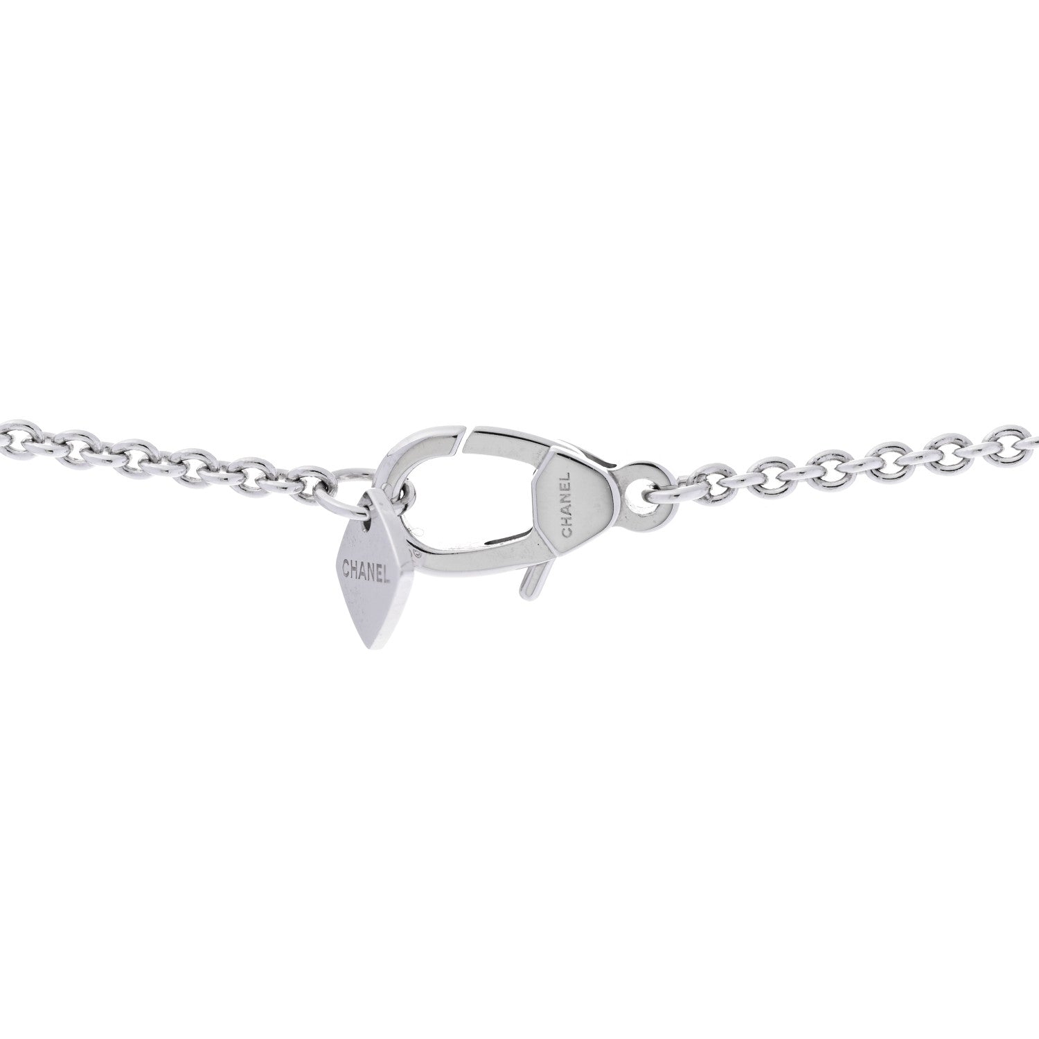 Chanel 18K White Gold Diamond Coco Crush C Necklace 5 of 6