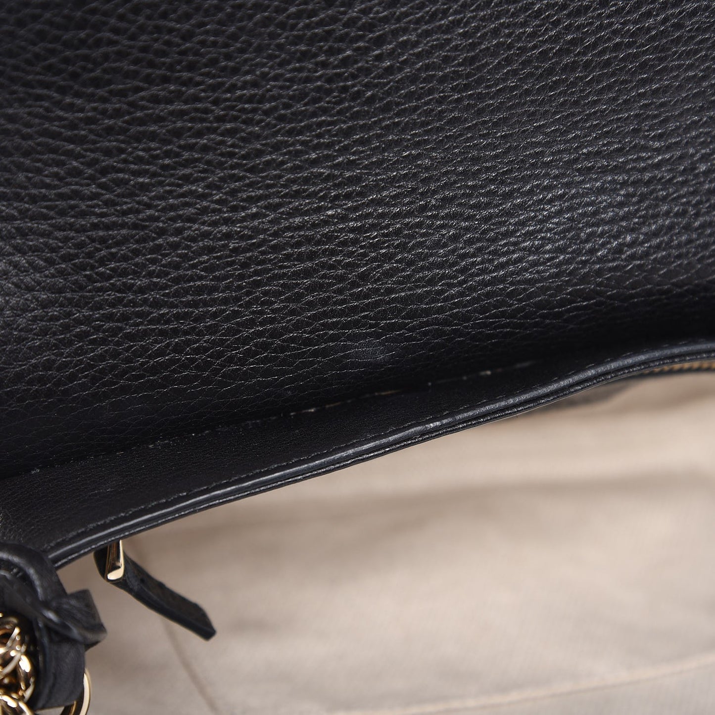 Pebbled Calfskin Medium Soho Flap Crossbody Black