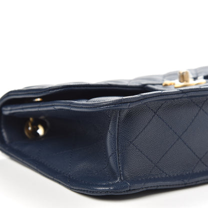 Chanel Caviar Quilted Medium Sweet Classic Flap Navy Blue 8 of 11