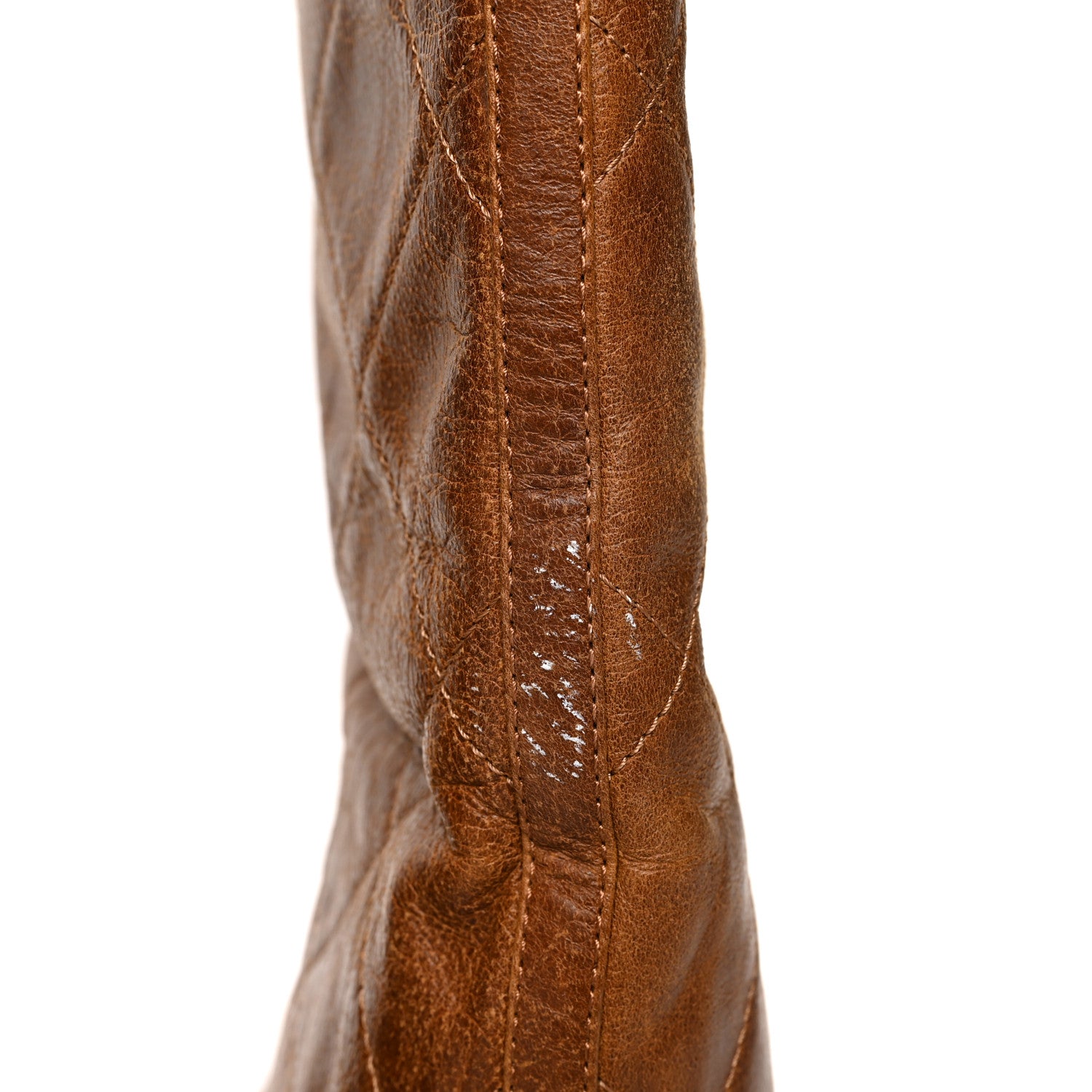 Chanel Calfskin Quilted CC High Boots 37.5 Brown 9 of 11