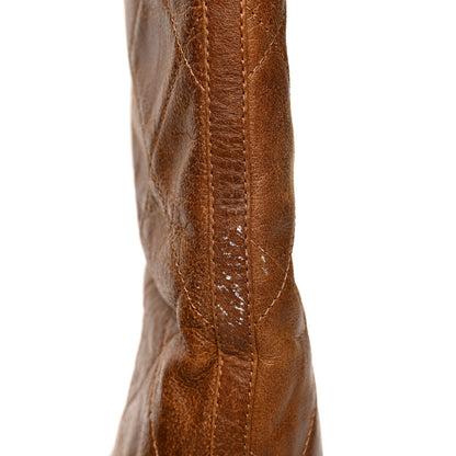 Chanel Calfskin Quilted CC High Boots 37.5 Brown 9 of 11